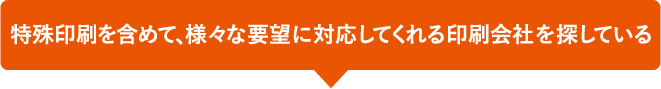 特殊印刷を含めて、様々な要望に対応してくれる印刷会社を探している