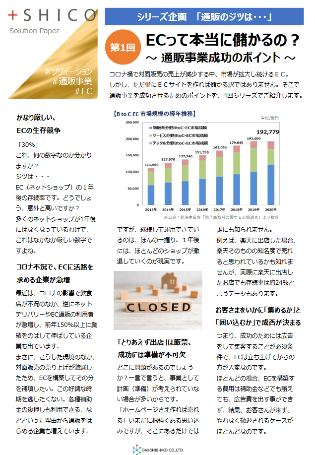 ECって 本当に儲かるの？ 〜 通販事業成功のポイント 〜